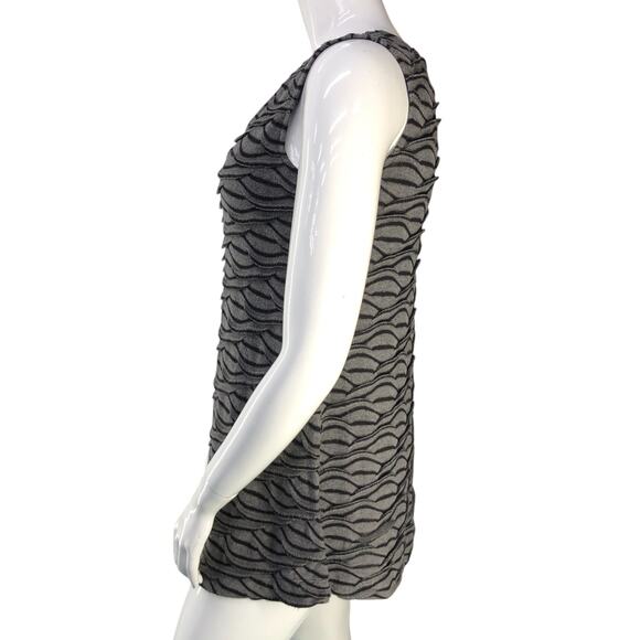Chalet Et Ceci Womens Size M Dress Tank Scalloped Textured Black Gray USA Made - Picture 5 of 15